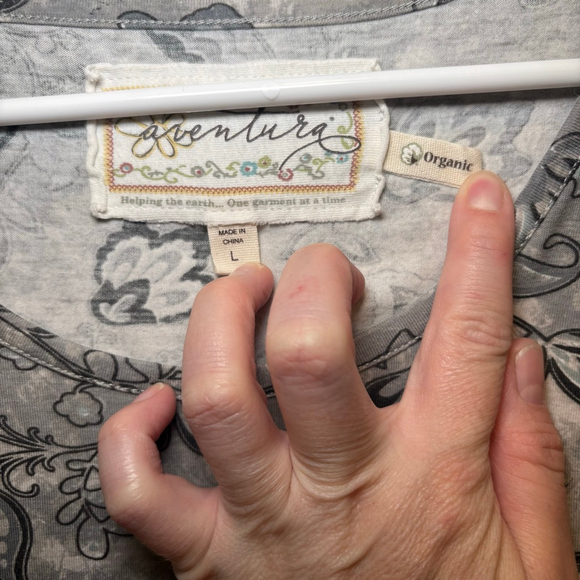 Women's Aventura Grey Black Floral Long Sleeve Dress Size L - Picture 4 of 9